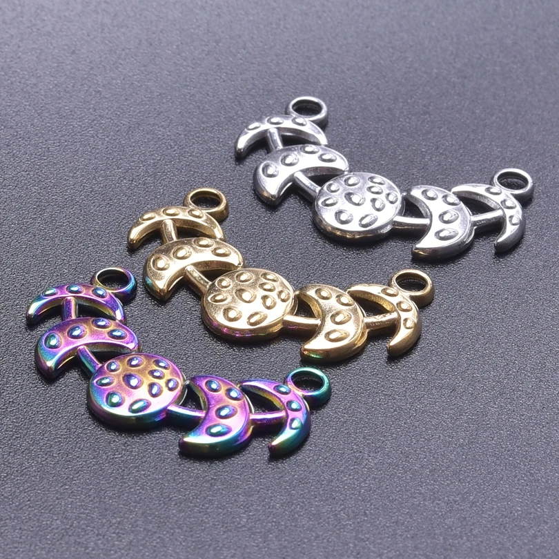 

3pcs Crescent Moon Bulk Charms For Jewelry Making Necklace Bracelets Anklets Connectors Stainless Steel Charm Pendant Materials