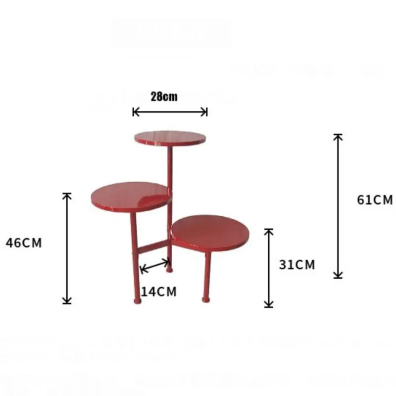 Многоярусный боковой столик Mooli угловой простой красный допаминовый