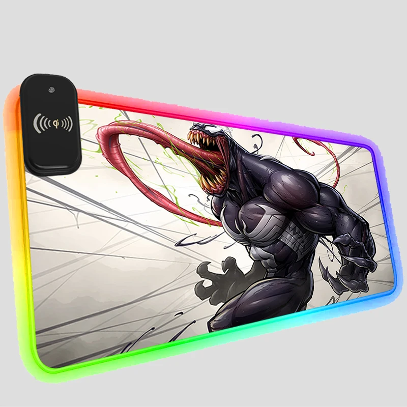 

Аксессуары для ПК, коврик для мыши с беспроводной зарядкой RGB, светодиодный игровой коврик для мыши Venom, безопасный коврик для ноутбука, Наст...