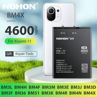 nohon battery for xiaomi mi 11 bm4x smartphone bateria for xiaomi 10 9 pro 8 se lite cc9 6x mix3 max3 bm3e bm3l bm4m batteries