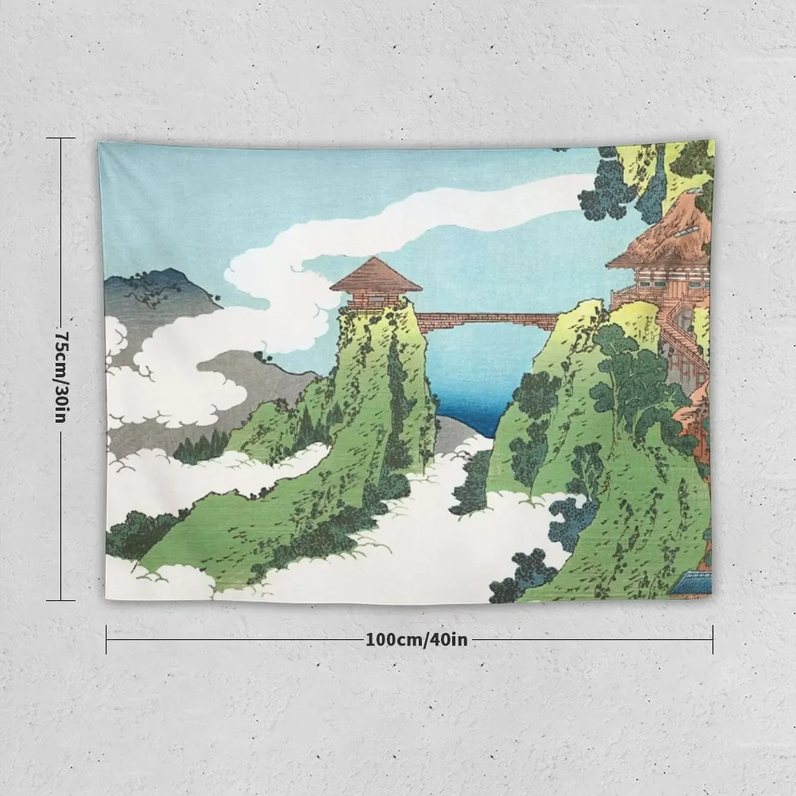 Подвесной облачный мост на горе Gyodo возле Ashikaga от Katsushika Hokusai гобелен настенный