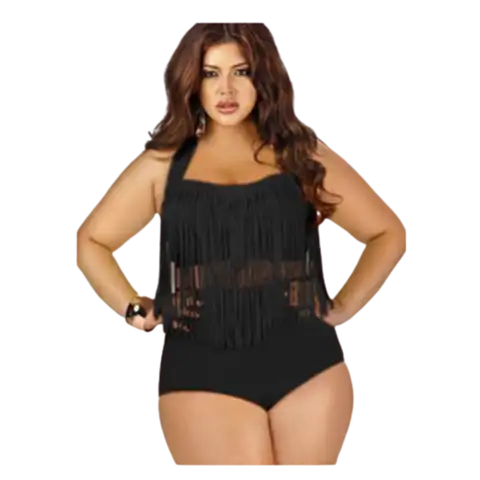 Bikini Swimsuit High Waist Plus Size Tassel Swimsuit Large Size Sexy Bikinis Set Women Bra Bikini Beachwear Suit Swimwear