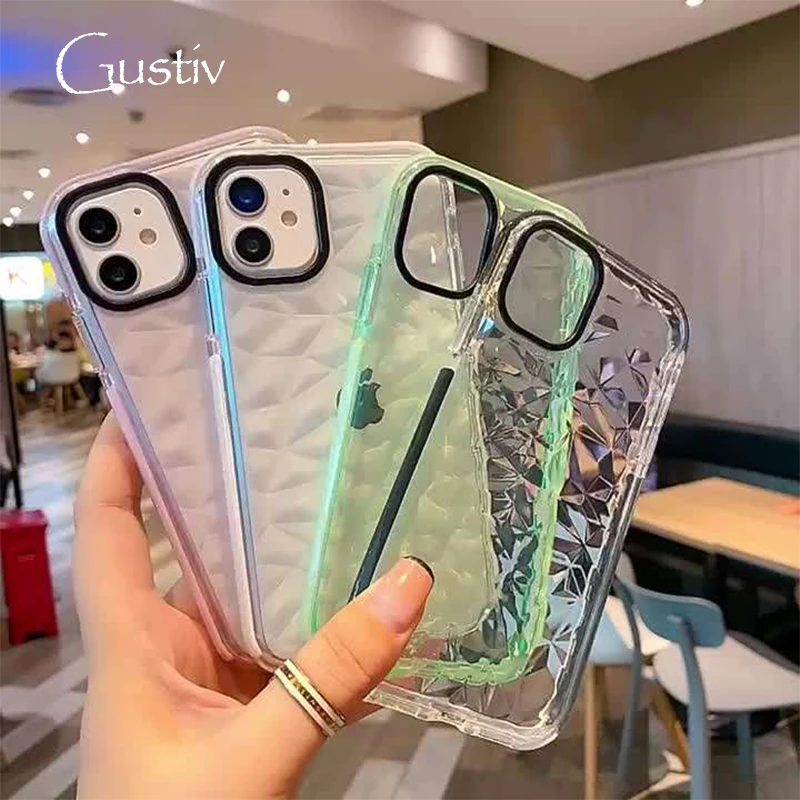 

Luxury Crystal Diamond Phone Case For iPhone 13 13 Pro 12 11 X Soft TPU Transparent Shockproof Back Cover
