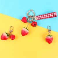 1 pack strawberry heart keychain keychain womens girls jewelry simulation fruit cute car keychain keyring best friend gift y233