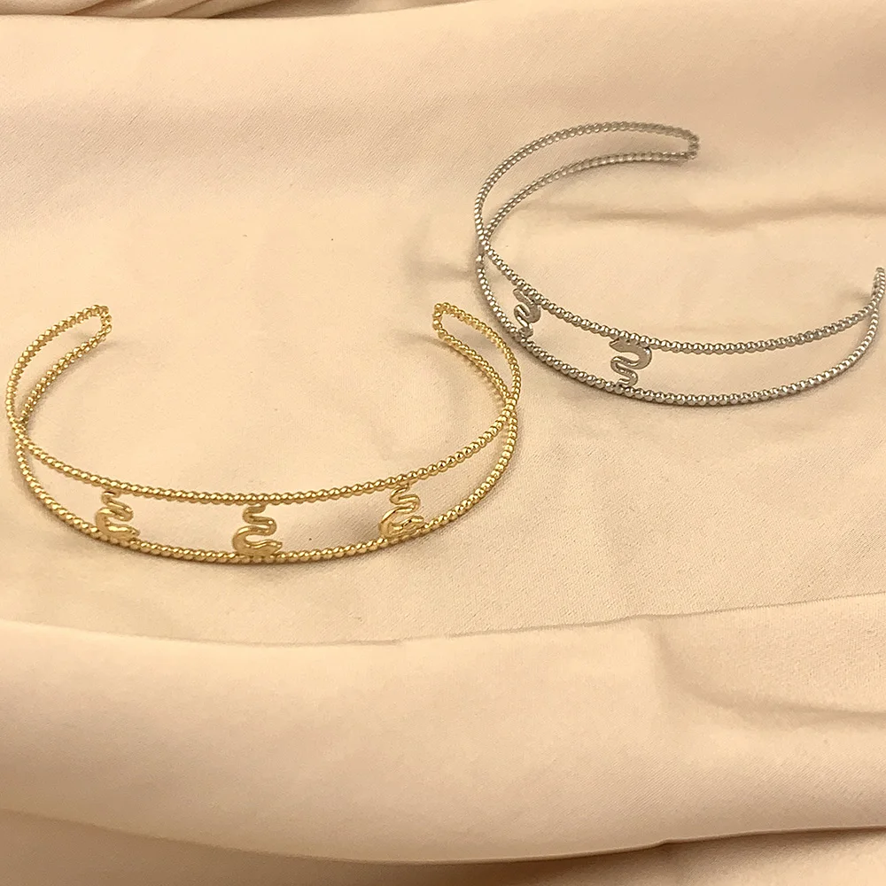 

Punk Snake Bangles For Men Women Open Gold Color Stainless Steel Animal Snake Cuff Bracelets Gothic Party Jewelry Accessories