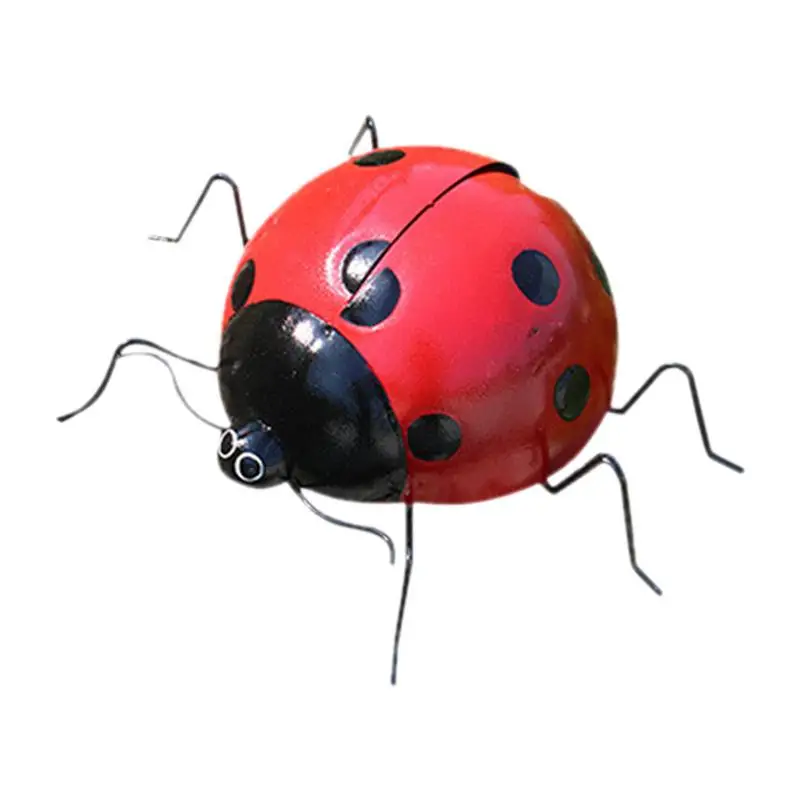 

LadyBugs Decoration Garden Fence Yard Art Decor 3D Metal Ladybugs Summer Ladybug Wall Art Decor Statues Indoor Outdoor Figurine