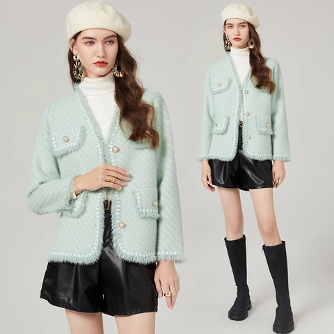 Женская твидовая куртка в Корейском стиле, маленькая шерстяная куртка в винтажном стиле, Элегантная короткая верхняя одежда, осень-зима