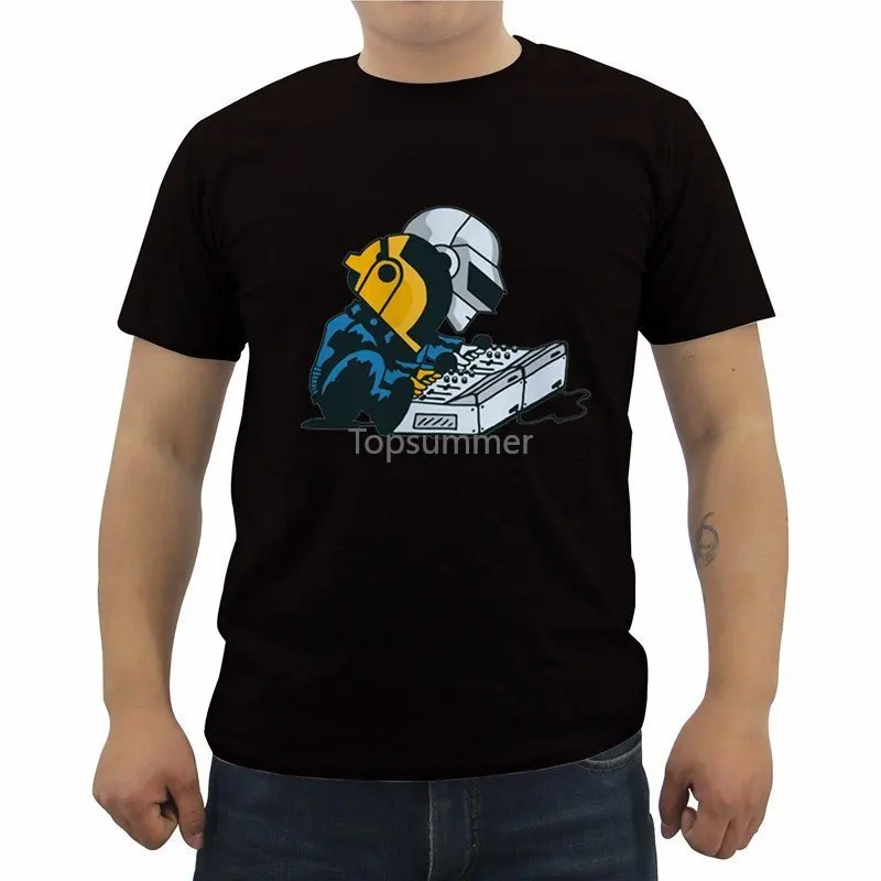 

Anime Daft Punk T Shirt Funny Men Cartoon T-Shirt Summer Short Sleeve Cotton T-Shirt Hip Hop Tees Streetwear