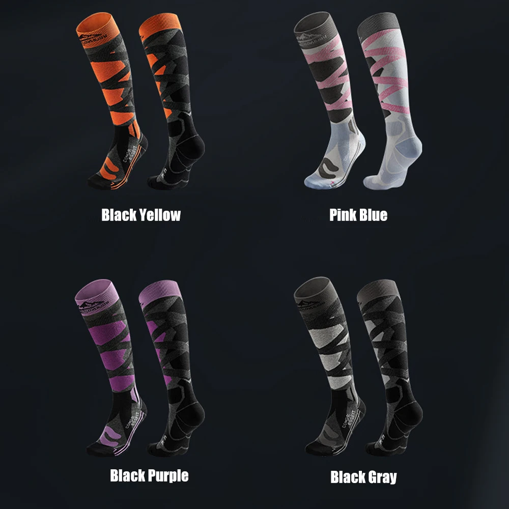 1 пара лыжных носков для женщин и мужчин компрессионные до колена зимние теплые
