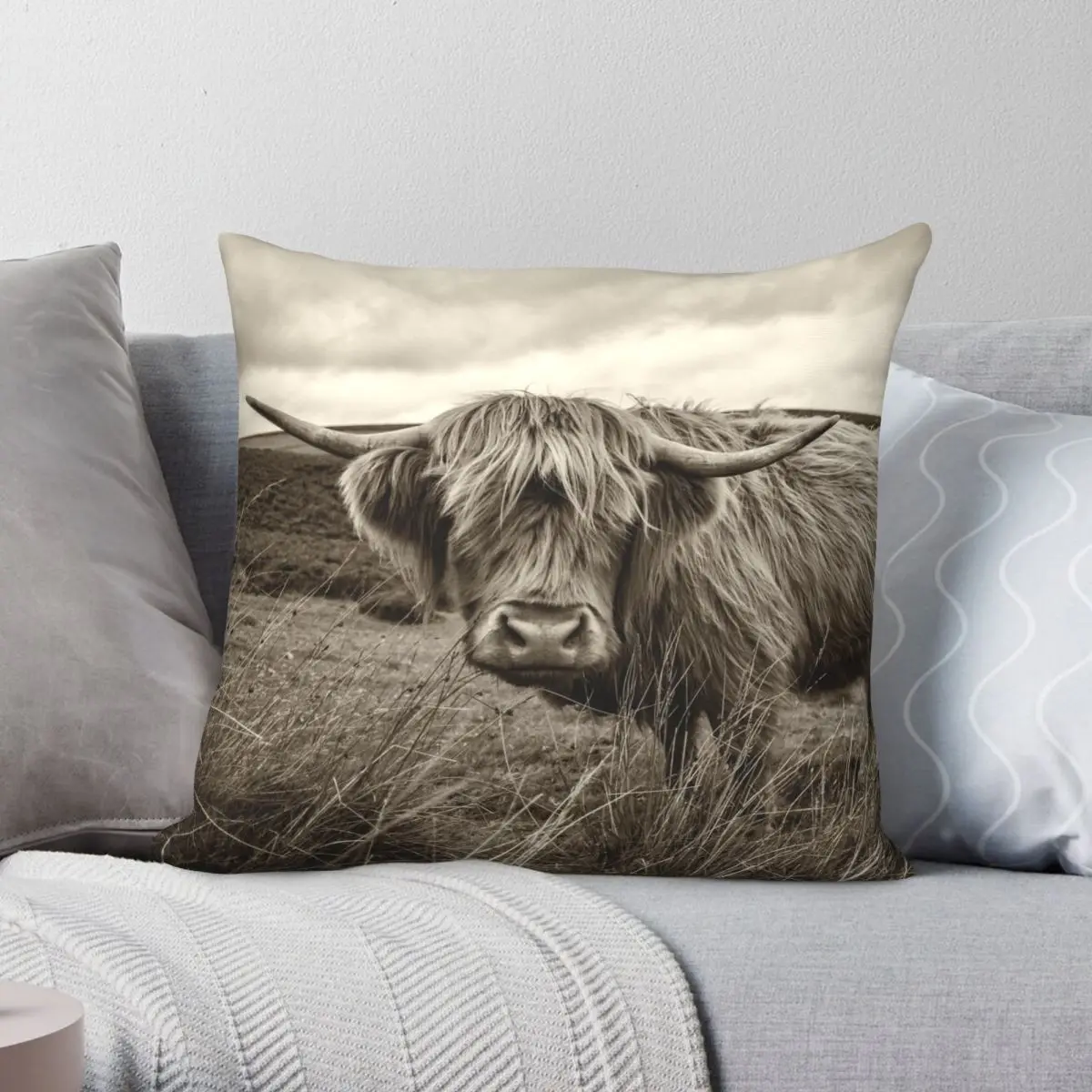 

Квадратная наволочка Moo Hair из полиэстера и льна, бархатная креативная Декоративная Наволочка на диванную подушку на молнии