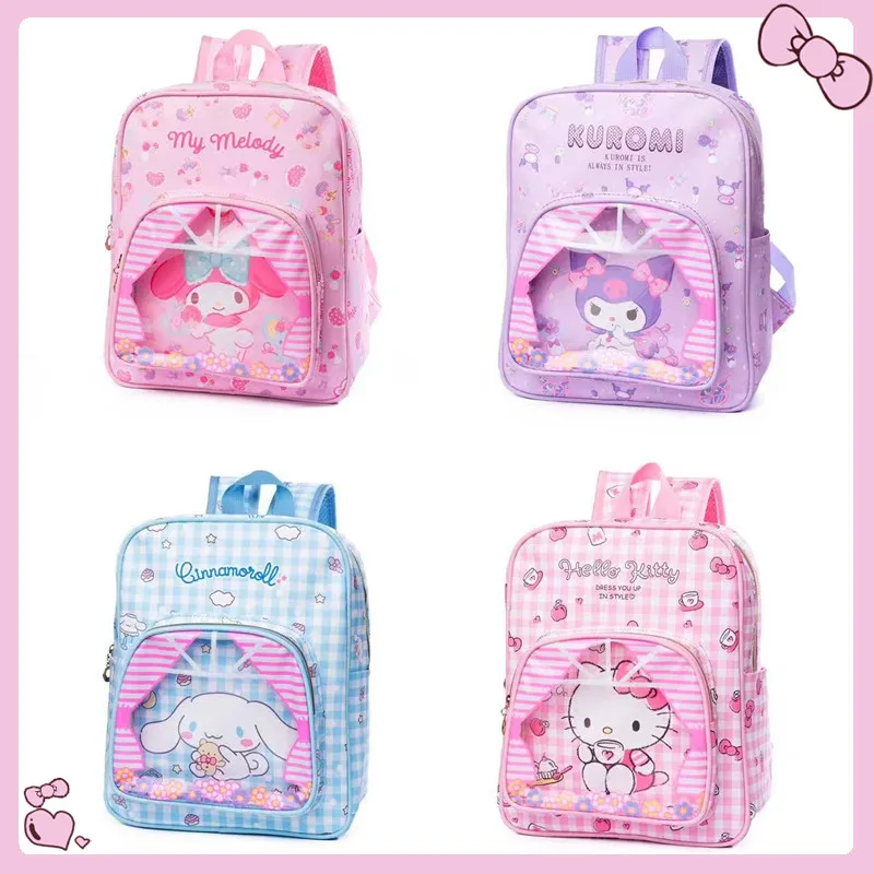

Kawaii Sanrio Kuromi Cinnamonroll My Melody Kitty мультфильм PU Рюкзак Милая аниме девушка водонепроницаемый школьная сумка детские подарки