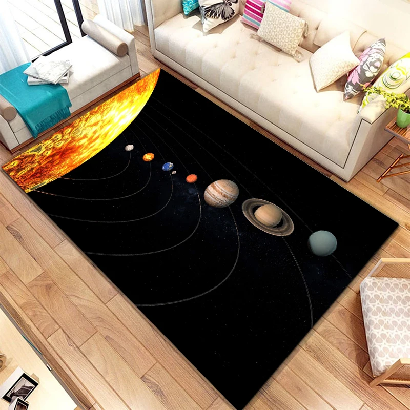 Solar System HD Printed Polyester Area Rug Yoga Mat Carpet for Living Dining Dorm Room Bedroom Home Decor Alfombra Dropshipping