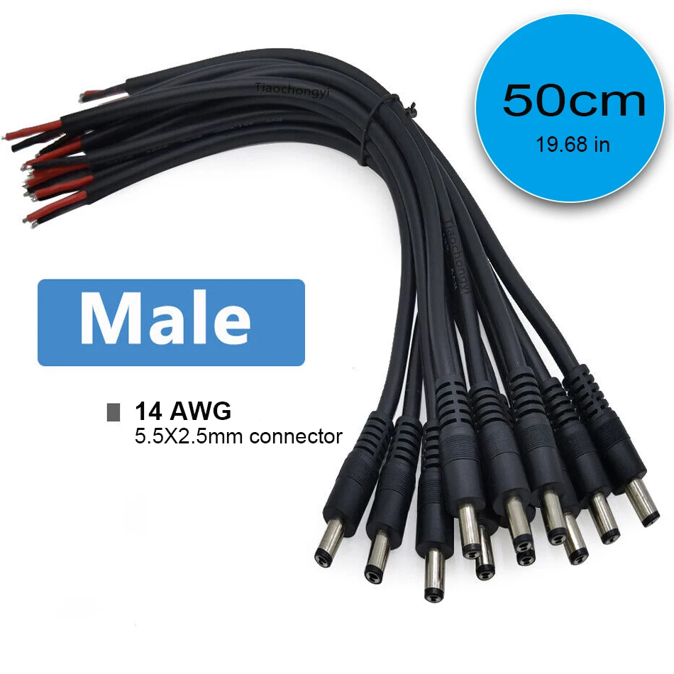 

Штекерный и гнездовой разъем питания, 50 см/19,68 дюйма