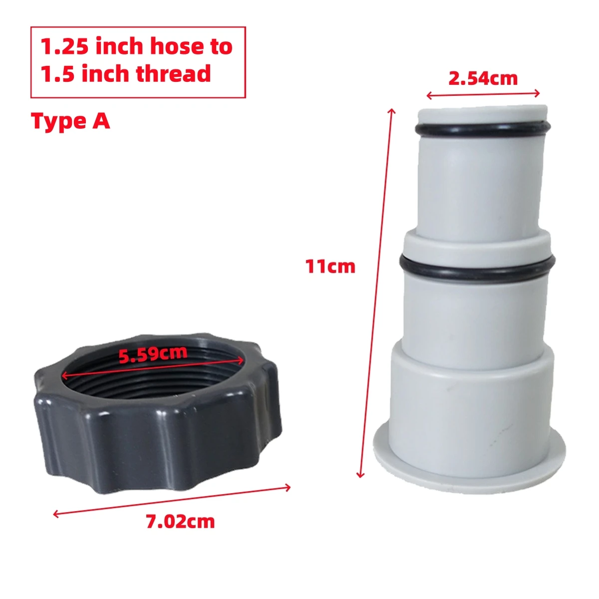 

Адаптер для шланга бассейна 1,25"-1,5", пластик, 2 шт