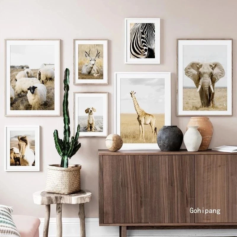 

Animal Canvas Painting Elephant Deer Giraffe Zebra Poster and Prints Wall Art Canvas Painting Wall Picture for Living Room Decor