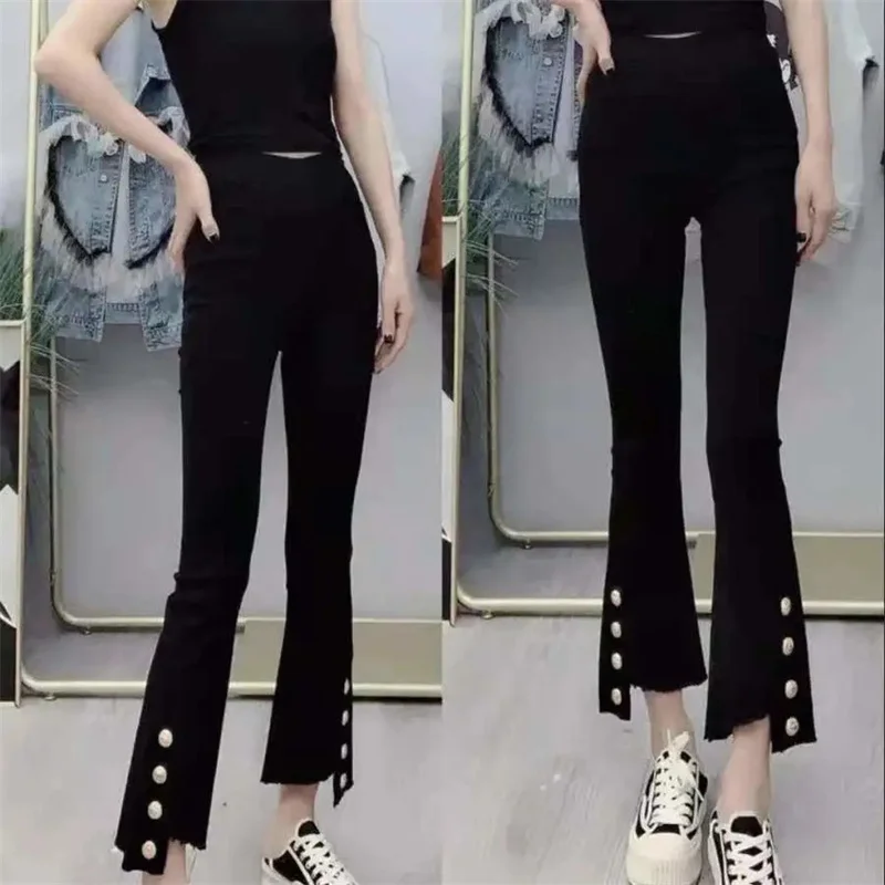 Весна 2022 новый стиль брюки с четырьмя пуговицами эластичная талия Корейская