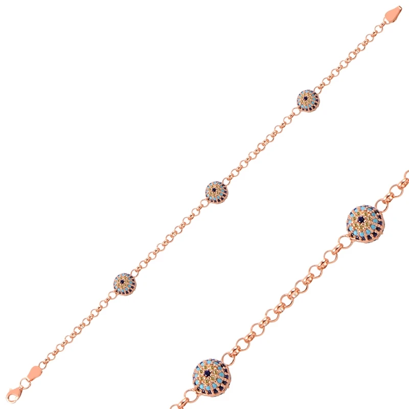 

Серебряный 925 пробы браслет-цепочка с глазками из циркона