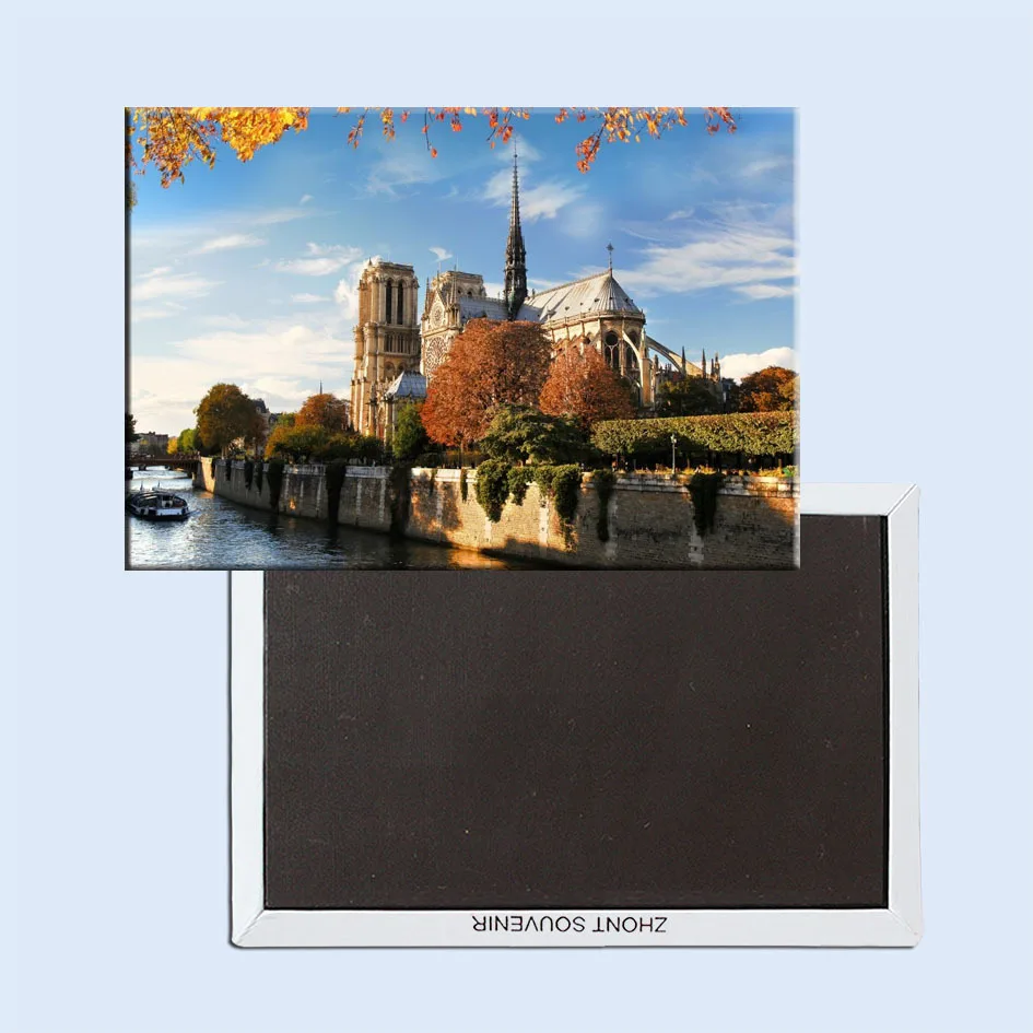 Быстрая доставка, более минимум заказ, модный магнит на холодильник 5504 года, Наша дама Парижа, близлежащий к Сене, пейзаж, туристический сувенир