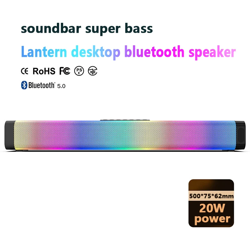 

20W High Power LED Bluetooth Speaker Wireless Soundbar Echo Wall Portable Column Subwoofer Music Center for PC Computer Speakers