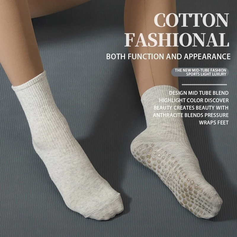 Хлопковые мягкие носки для пилатеса 2023 нескользящие женские носки-трубочки йоги