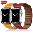 Ремешок кожаный для Apple Watch Band 45 мм 42 мм 44 мм, браслет-петля 4038 для IWatch Series 6 5 4 7, аксессуары для часов