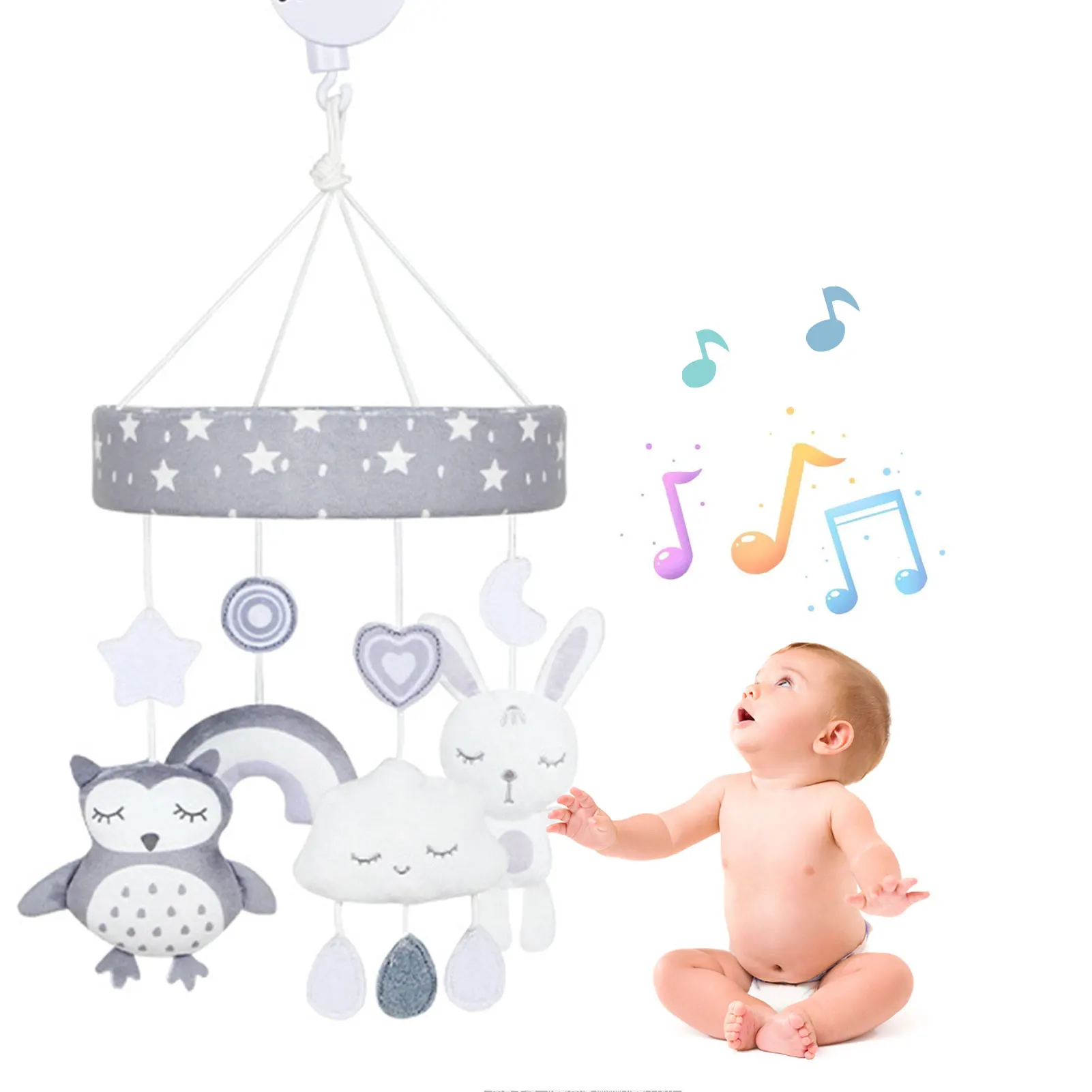 

Baby Crib Mobile Toddler Bed Rotating Toys Baby Nursery Decor Nursery Toys For Newborn Boys And Girls Clockwork Brake Infant Bed