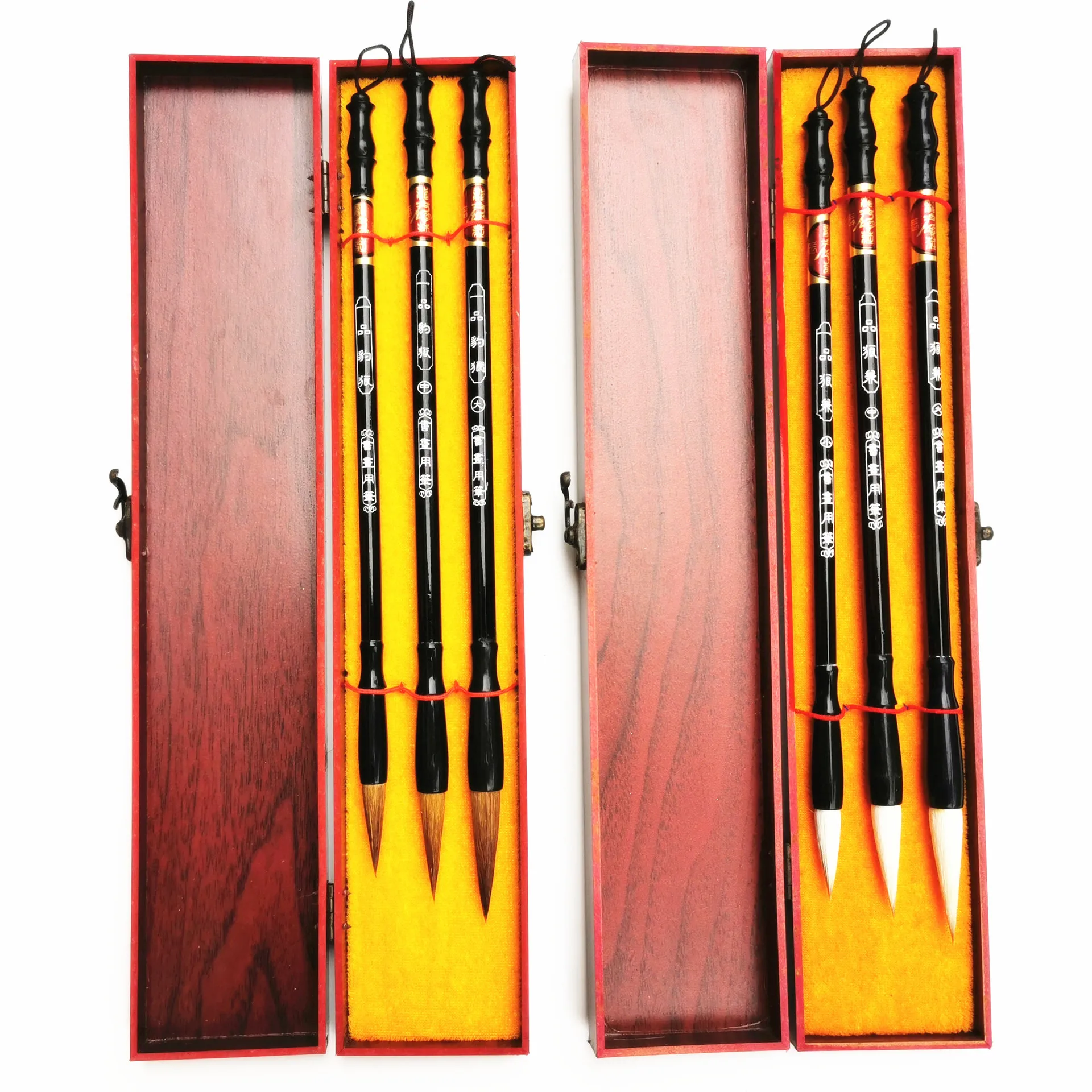 

3Pcs/Set Gift Box Chinese Calligraphy Brushes Set Wooden Pen Holder Paint Brush for Chinese Painting Supplies
