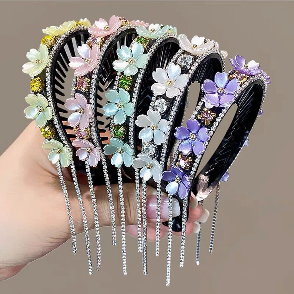 

Pearl Rhinestone Tassel Hair Clip Small Flower Hairpins High Ponytail Holder Hair Claws Wedding Korean Hair Jewelry Accessories