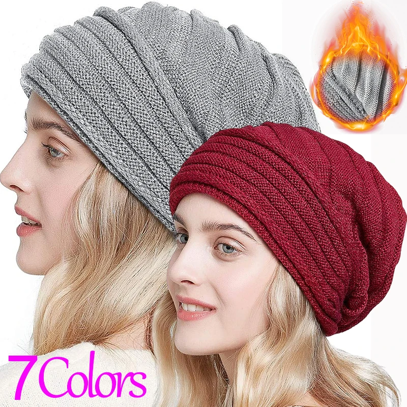 

Fashion Knitted Baggy Beanie Oversized Winter Hat Ski Slouchy Cap Skullies Beanies Women Men Winter Wool Warm Cap Beanies Unisex