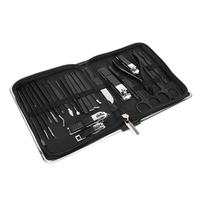 

26Pcs Nail Clippers Set Stainless Steel Grooming Kit Toenail Clippers Callus File Nail Kit Whit Travel Case
