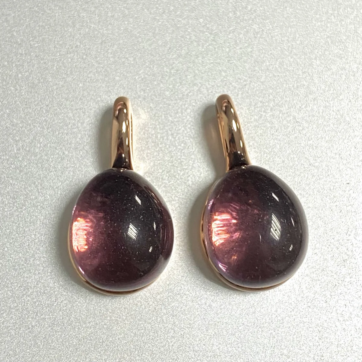 Women Pomellato Waterdrop Earrings Simple Gold Plated Pink Crystal Earrings High Quality Elegant Fashion Jewelry Party Gift