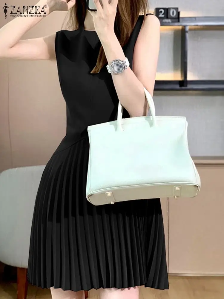 Элегантное женское элегантное однотонное платье-сарафан без рукавов длиной до