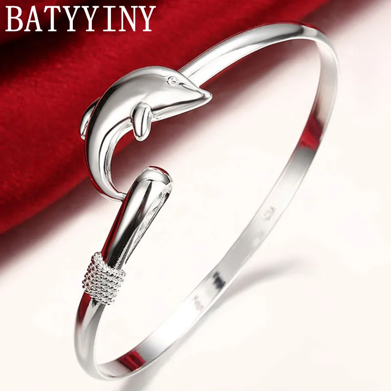 

BATYYINY 925 Sterling Silver Dolphin Bangle Bracelet For Women Wedding Engagement Fashion Charm Party Jewelry