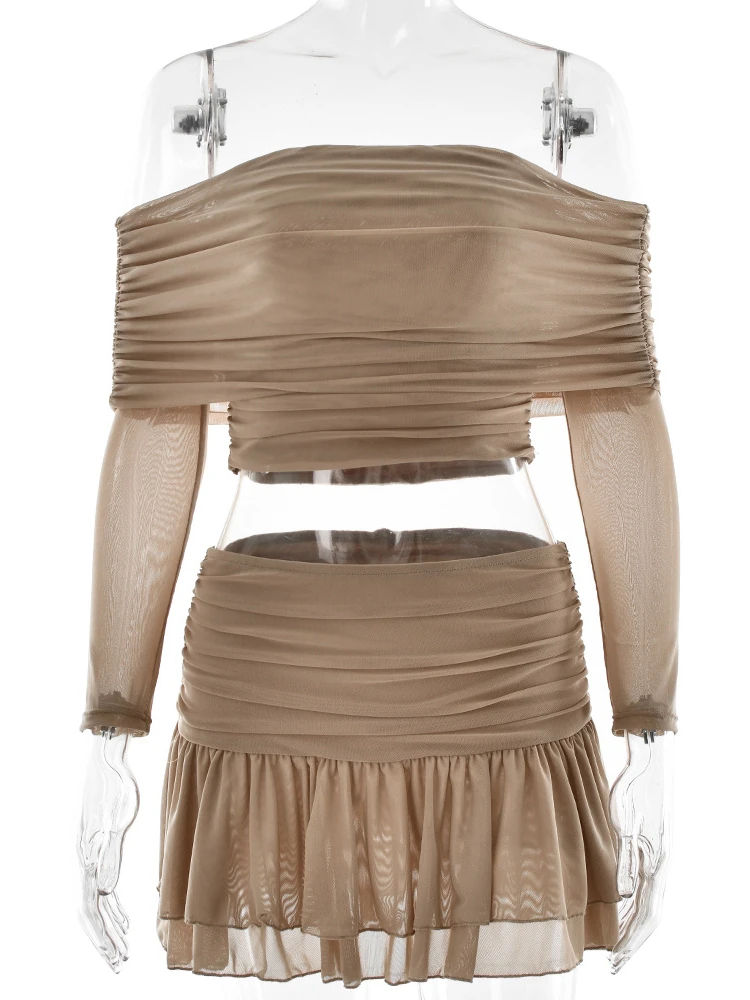 Absobe сетчатый двухслойный укороченный топ с открытыми плечами и длинными