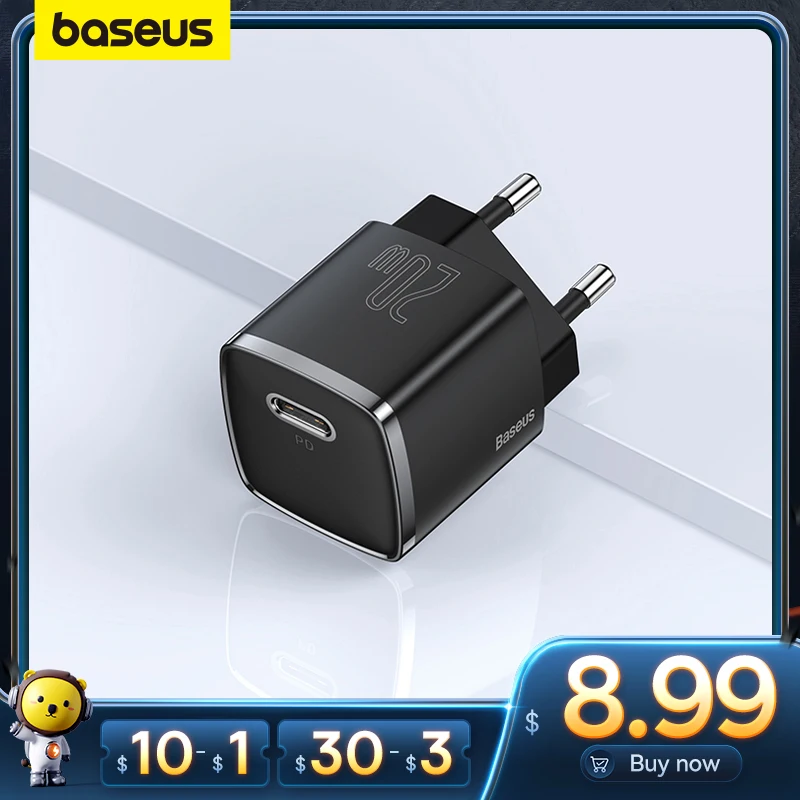 Baseus USB Type C Charger 20W Portable USB C Charger Support Type C PD Fast Charging For iPhone 14 13 12 Pro Max 11 Mini 8 Plus