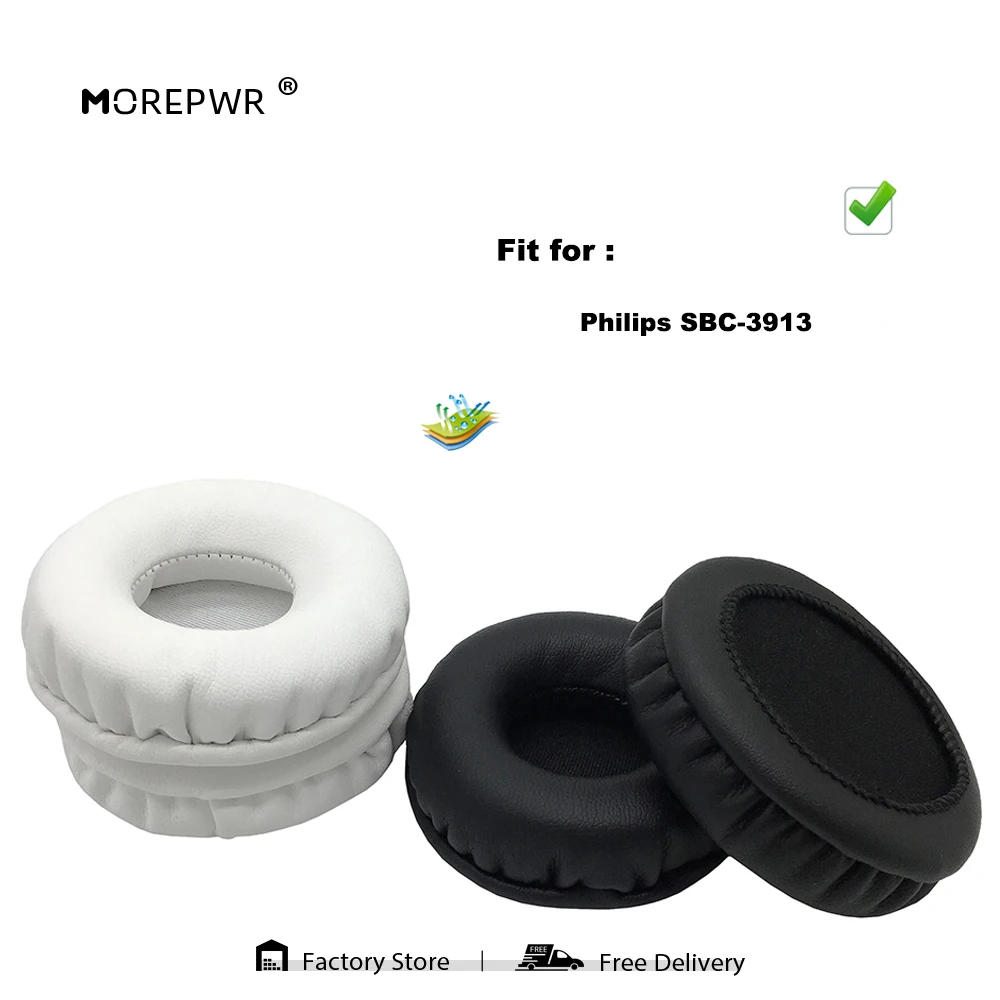 

Morepwr New Upgrade Replacement Ear Pads for Philips SBC-3913 Headset Parts Leather Cushion Velvet Earmuff Sleeve Cover