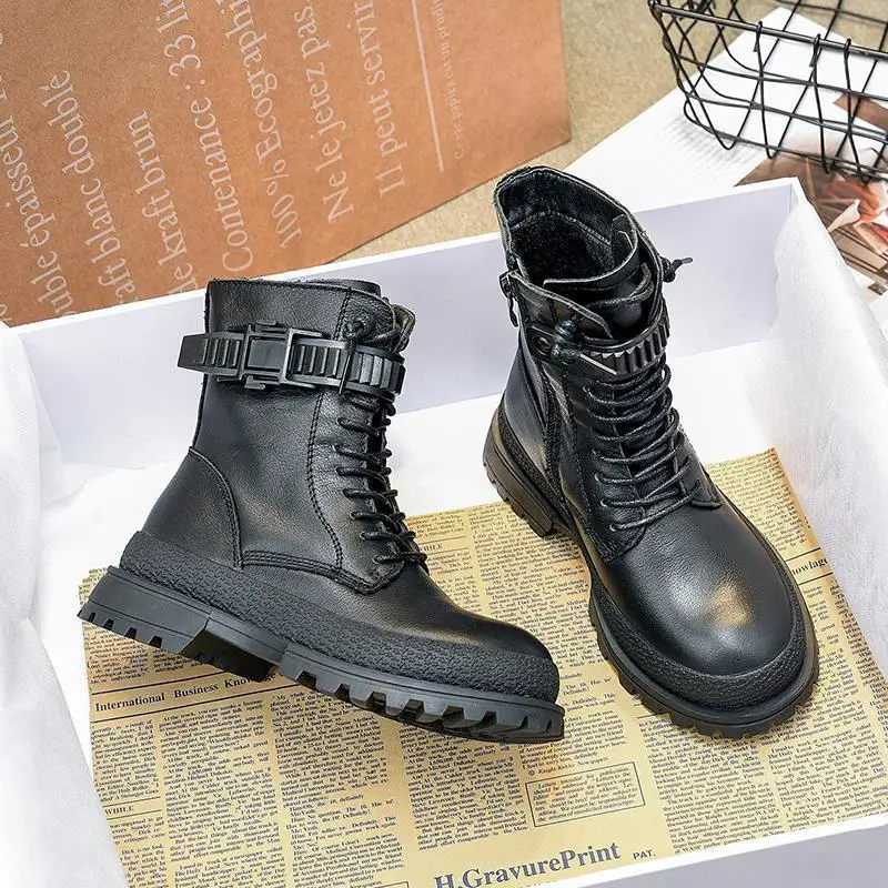 

Dolakids New Winter Children's Shoes Super Cool Martin Boots British Style Leather Single Boots Cowhide Leather Shoes