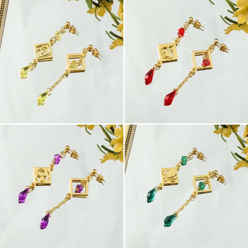 Серьги Genshin Impact Barbatos Venti Wind Element Irregular Metal Pendant Earrings For Women Cosplay Party Jewelry Gift on.