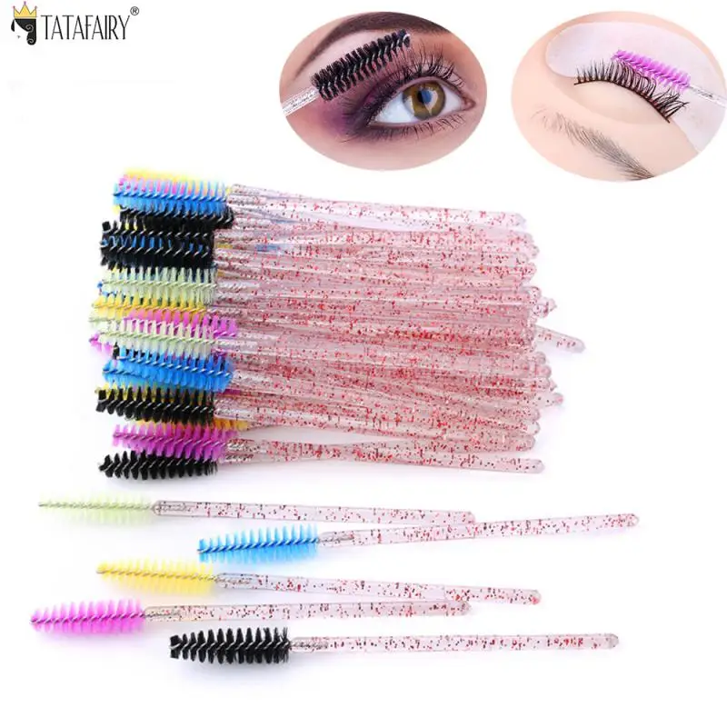 

Good Quality Lashes Brush Disposable 50 Pc/Pack Crystal Eyelash Makeup Brush Diamond Handle Mascara Wands Eyelash Extension Tool