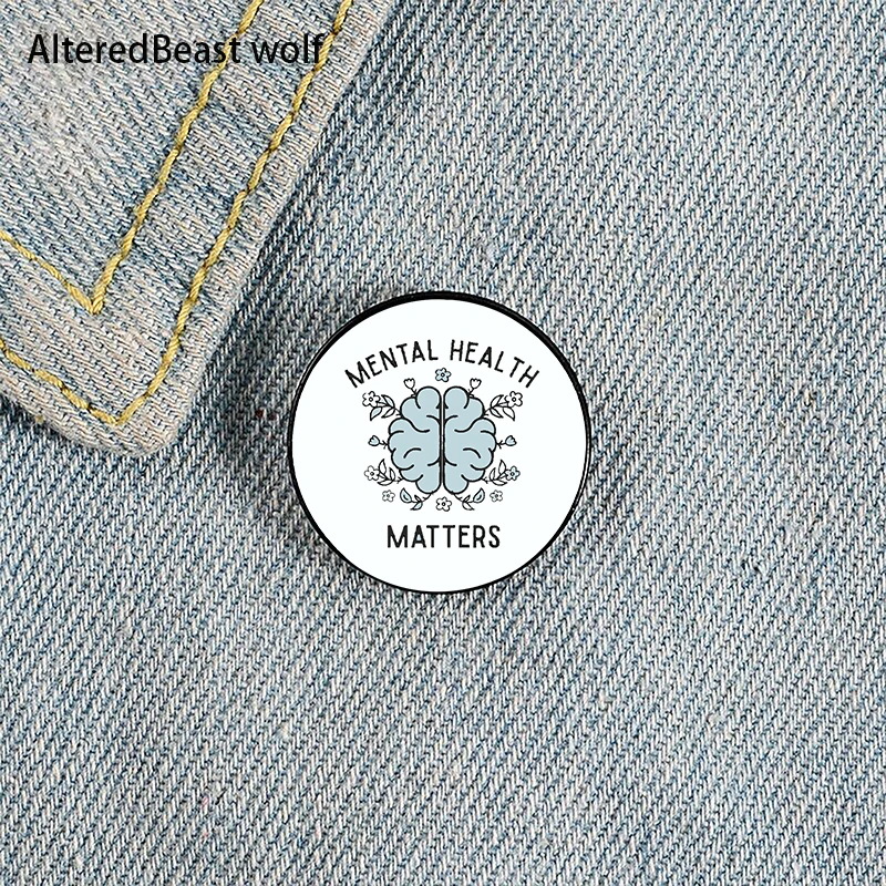 

Brain Mental Health Matters Pin Custom Funny Brooches Shirt Lapel Bag Cute Badge Cartoon Jewelry Gift for Lover Girl Friends