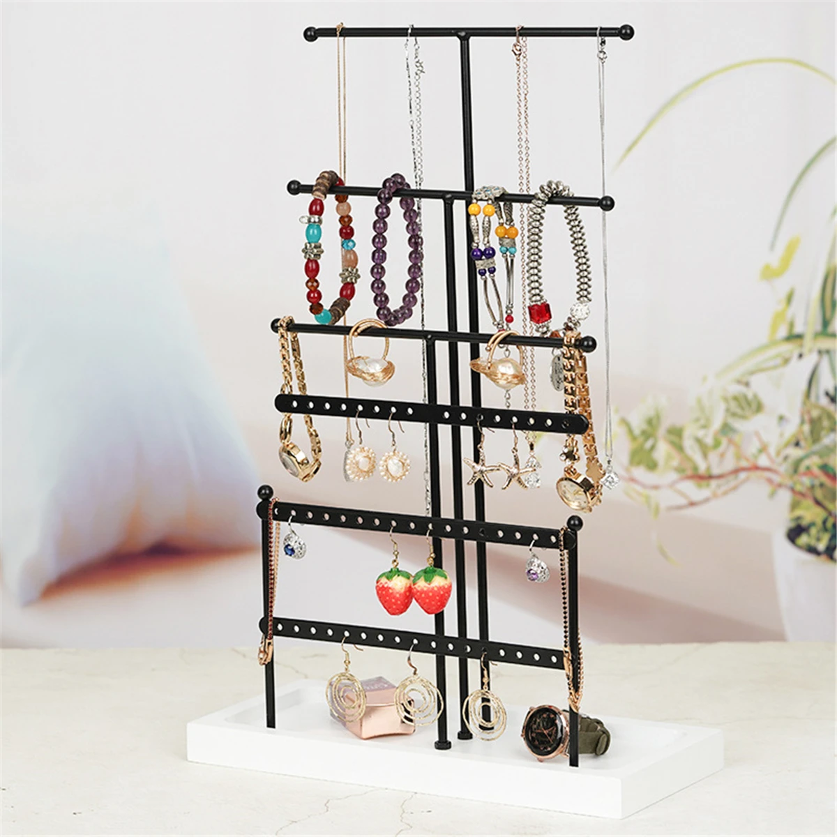 

Многофункциональная подставка для ювелирных изделий 3 T-образной формы, держатель для сережек, колец, часов, браслетов, ожерелий с основание...