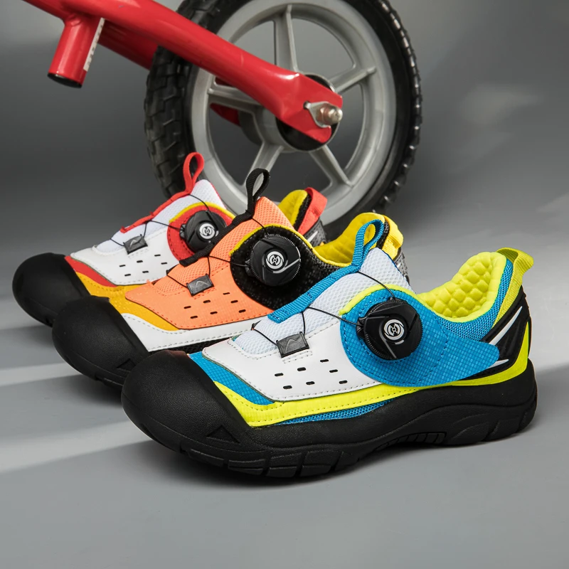Children's professional bicycle shoes mtb balance bike sports shoes training anti-skid mountain bike road shoes rubber soles