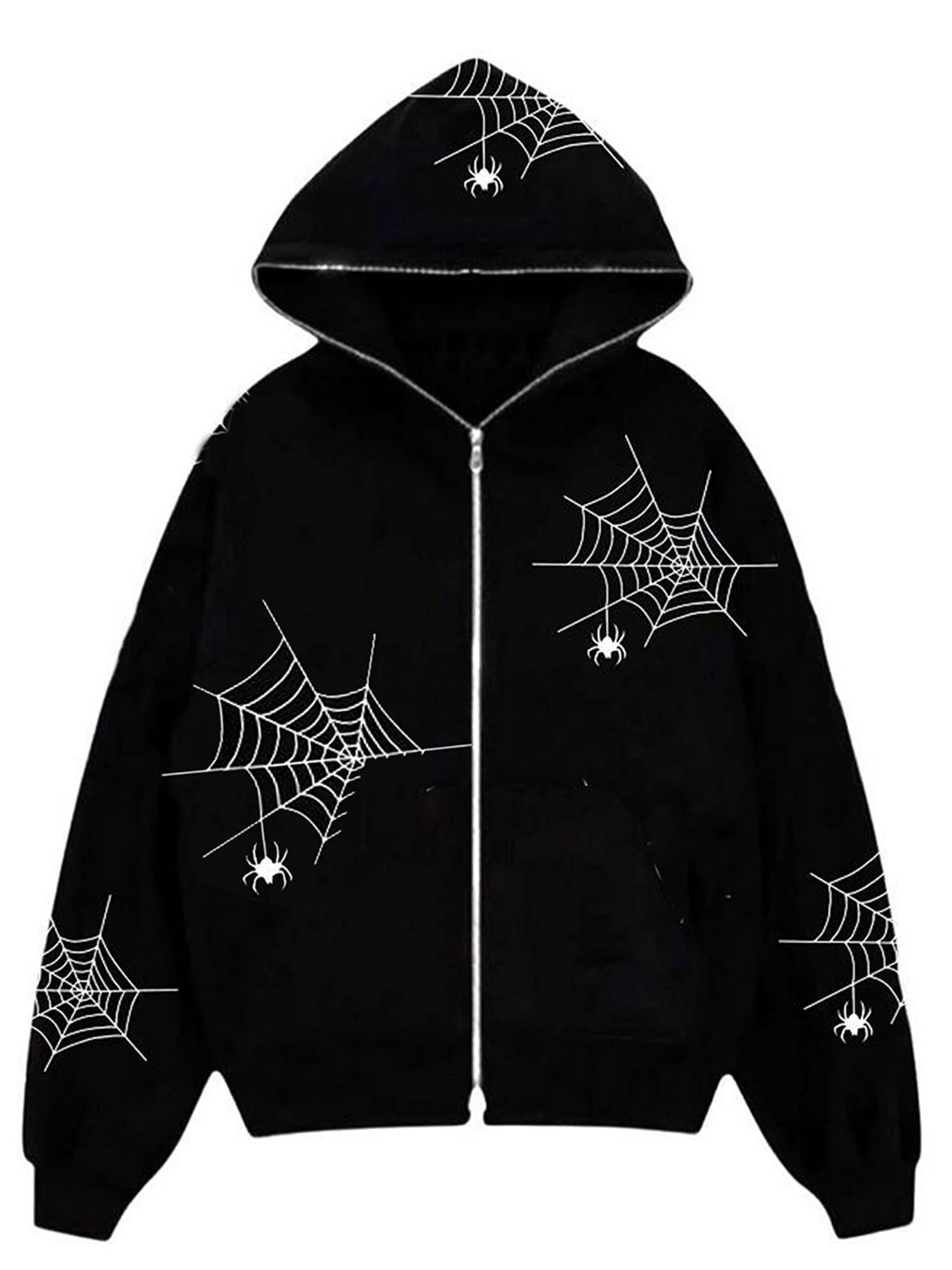 

Y2k Full Zip Up Hoodie for Women Oversized Vintage Graphic Sweatshirt Teen Girls Aesthetic Printed Sweater Goth Gothic Men
