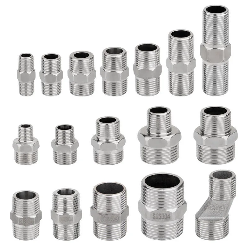 

1/8" 1/4" 3/8" 1/2" 3/4" 1" 1-1/4" 1-1/2" BSP Male to Male Thread Hex Nipple Threaded Reducer Pipe Fitting Stainless Steel 304