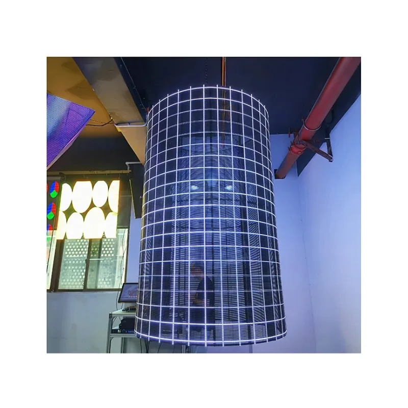 Рождественская Гибкая прозрачная светодиодная пленка P3.9 dengan led menikjendela warna tampilan