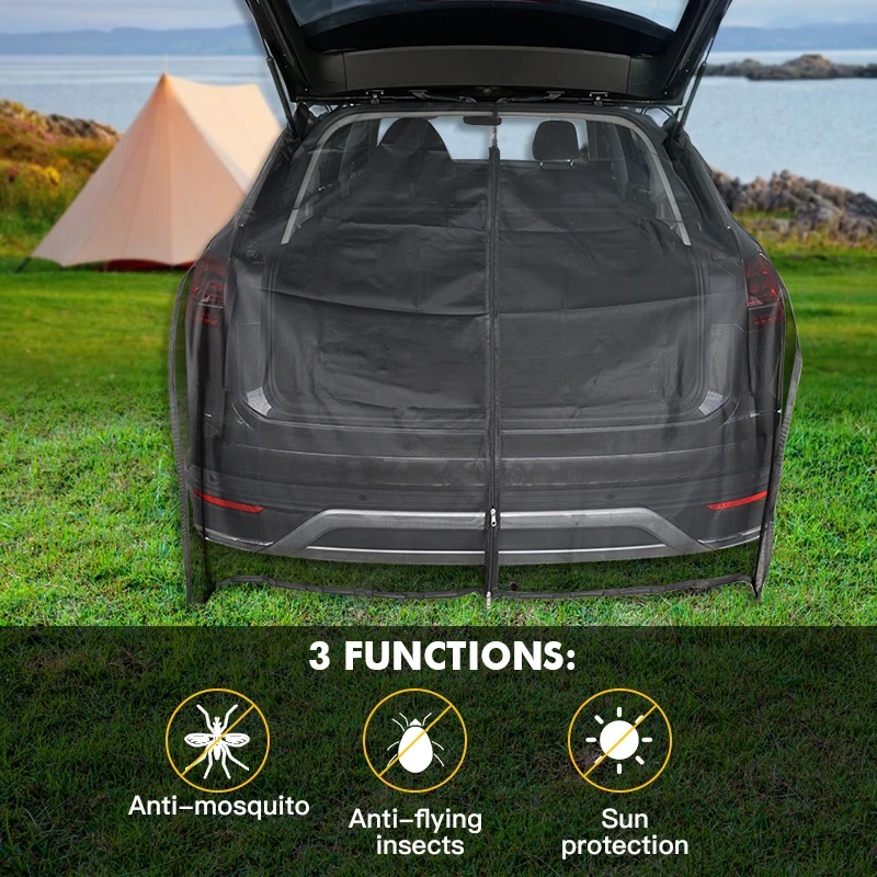 Car Trunk Sunshade Cover Mesh Anti-flying Insects Outdoor Camping Curtains UV Protection SUV Boot Door Privacy Magnetic Net