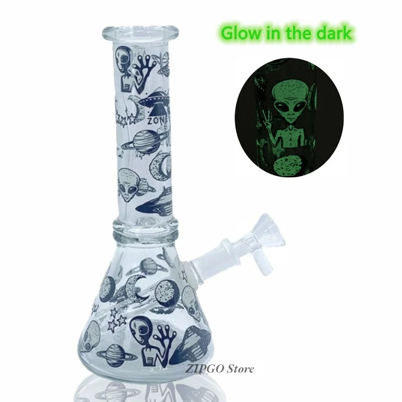 

20cm Shisha Luminous Alien Vase Glass Beaker Smoking Pipe Glass Bong Tubes Smoke Mouthpiec Flask Shisha Home Decor Shisha Gifts