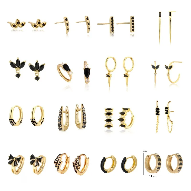 Маленькие черные серьги-кольца с фианитами/серьги-гвоздики для женщин круглые серьги для пирсинга ювелирные изделия серьги Подарки