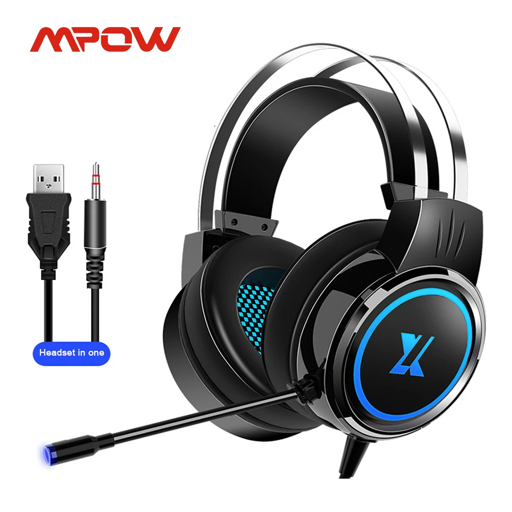 

Mpow X8 Wired Gaming Headphones with Microphone Surround Sound USB Wired Headset Foldable PC Gaming Headphone for PC Computer