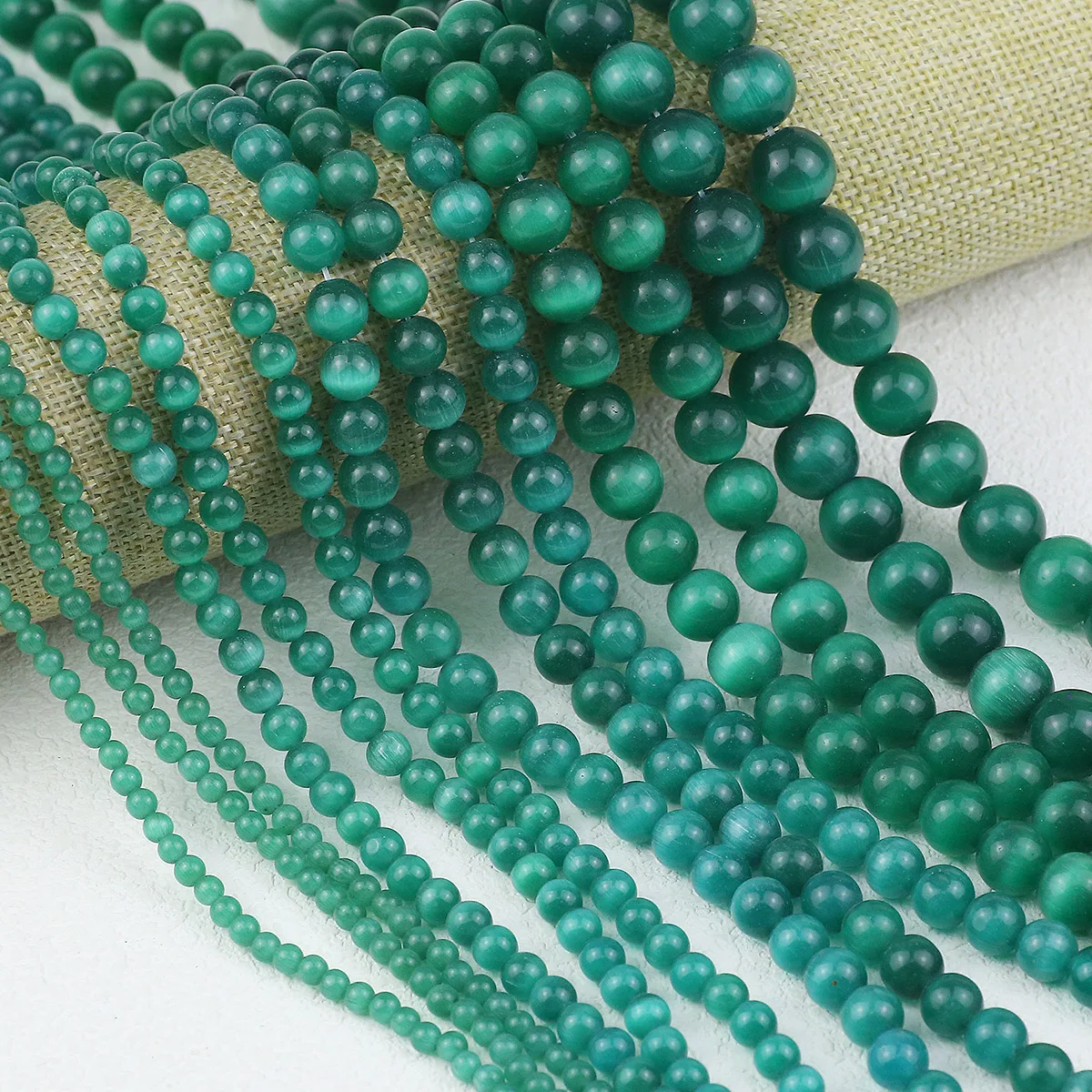 Круглые бусины 4/6/8/10/12 мм в виде кошачьего глаза